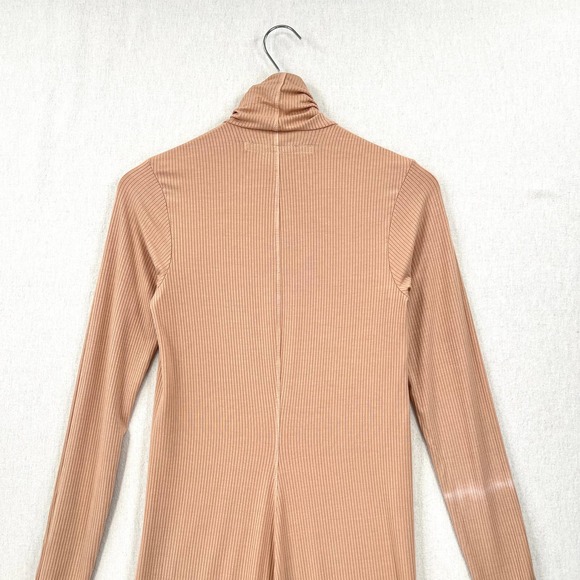 ENZA COSTA Silk Rib Dress Womens Medium Pink Turtleneck Long Sleeve Midi NEW - Picture 7 of 15